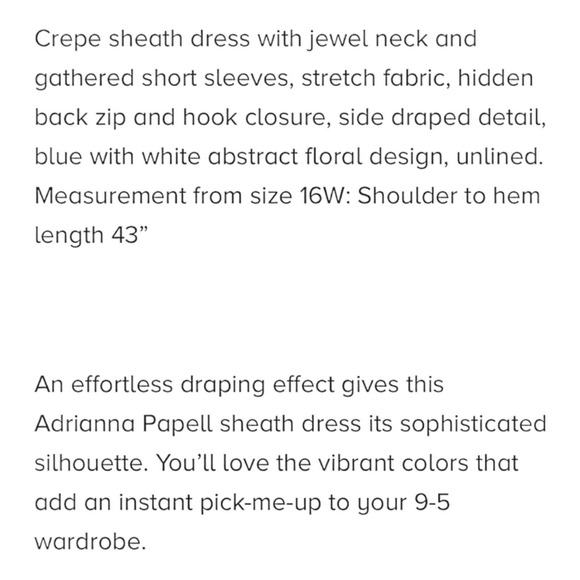 ⭐️Adrianna Papell Crepe Textured Knit Blue Floral Office Church Brunch Dress - Picture 15 of 16